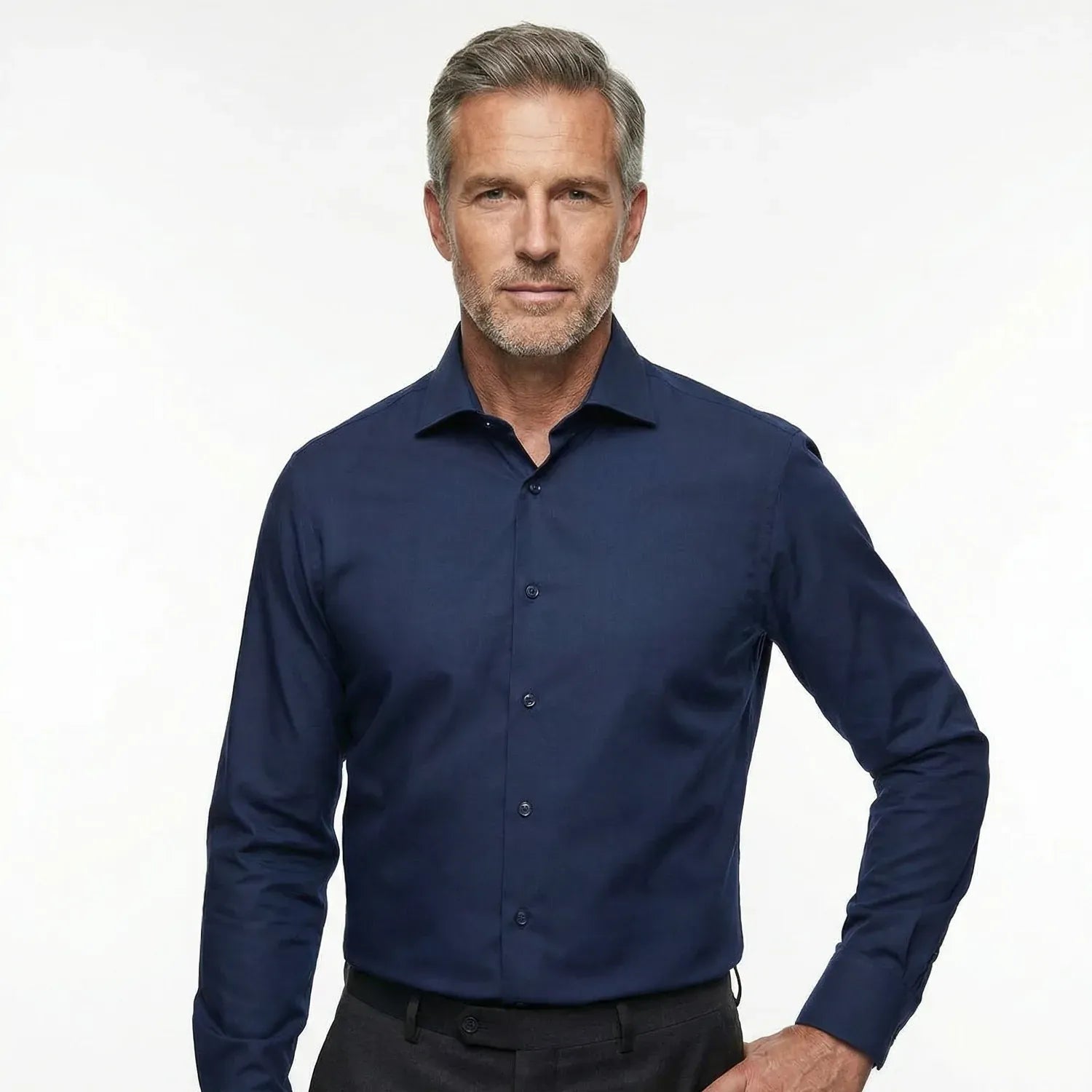 VitaFit non-iron dress shirt folded flat showing zero creases