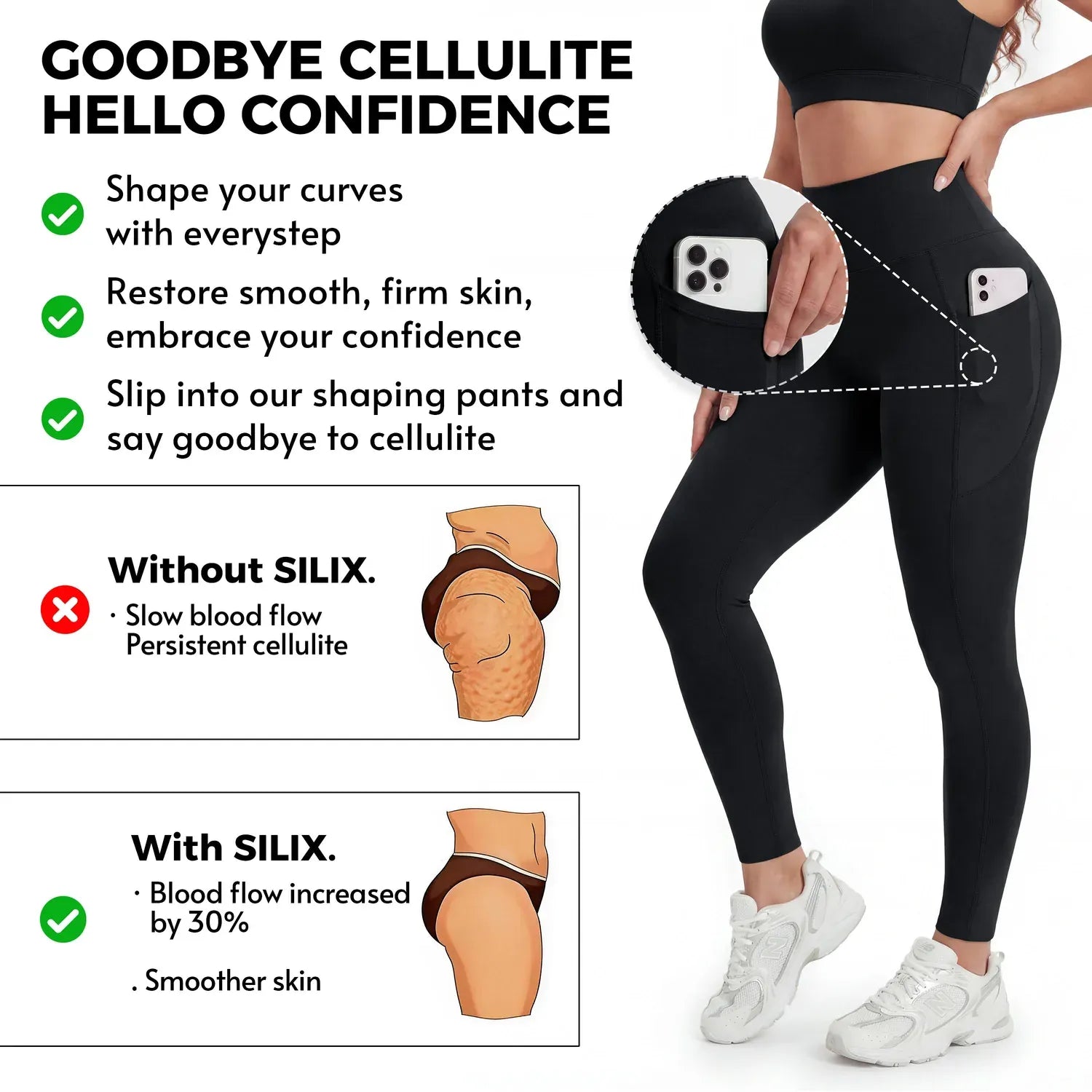 VitaFit Pocket Anti-Cellulite Sculpting Leggings